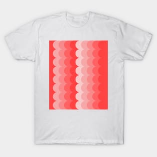 Retro, Coral, Scallop Curve Pattern T-Shirt